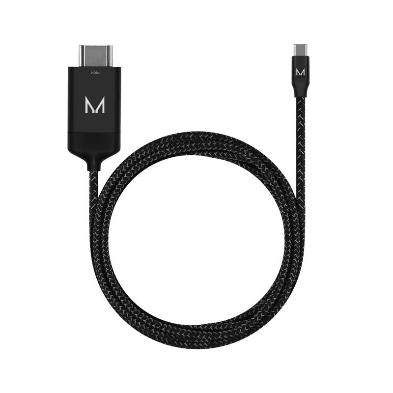 CORD 2m USB-C to HDMI A Male Nylon Cable- Black