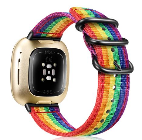 Versa 3/Sense,Woven Band,Rainbow,Sm