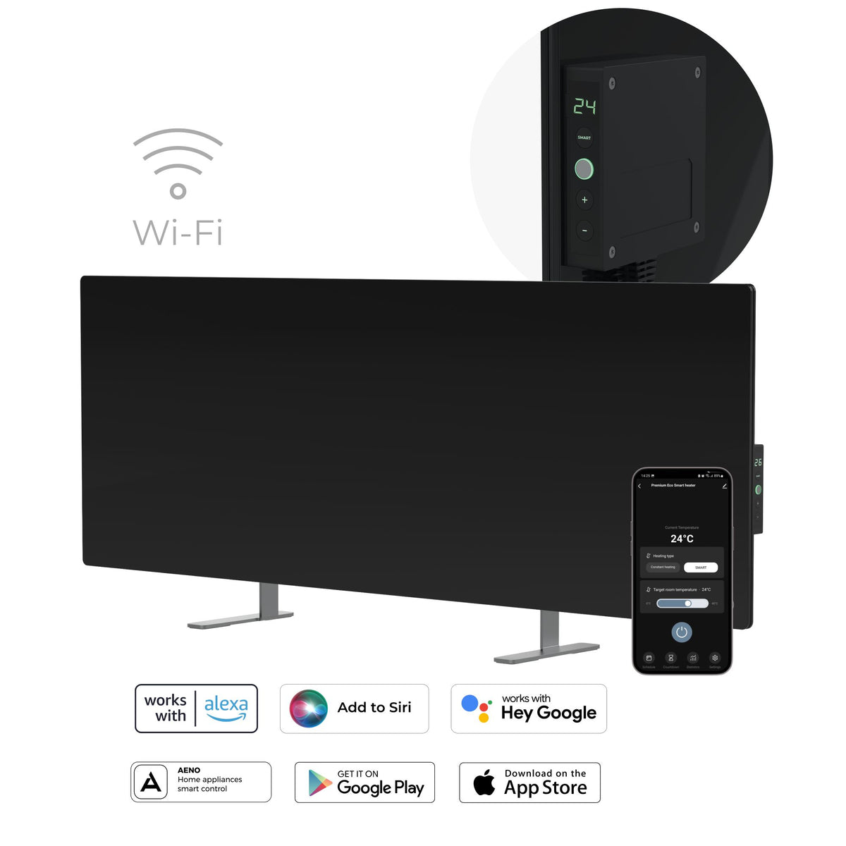 AENO Premium Eco Smart Heater with LED, Black