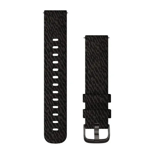 Garmin strap Black pepper woven nylon, slate hardware Quick Release 20mm