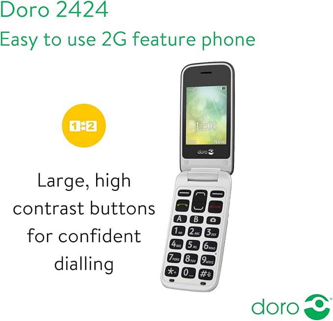 Doro 2424 GRAPHITE/WHITE Flip Phone