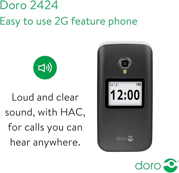 Doro 2424 GRAPHITE/WHITE Flip Phone