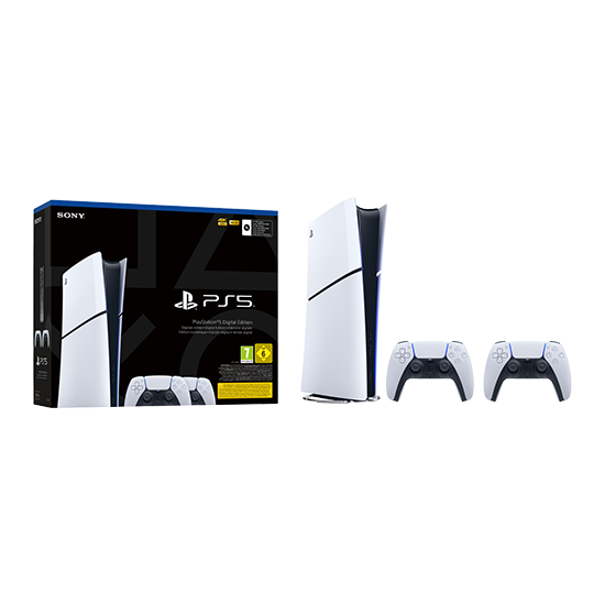 Sony PlayStation 5 Slim Digital Edition 1TB with 2 Dualsense Controller - White