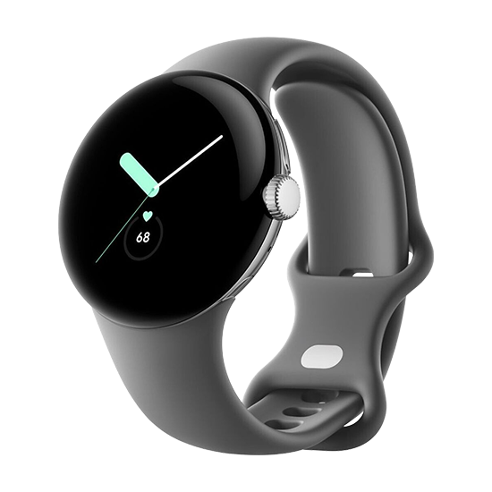 Watch Google Pixel Watch WiFi 41mm Polished Silver Case with Sport Band - Charcoal