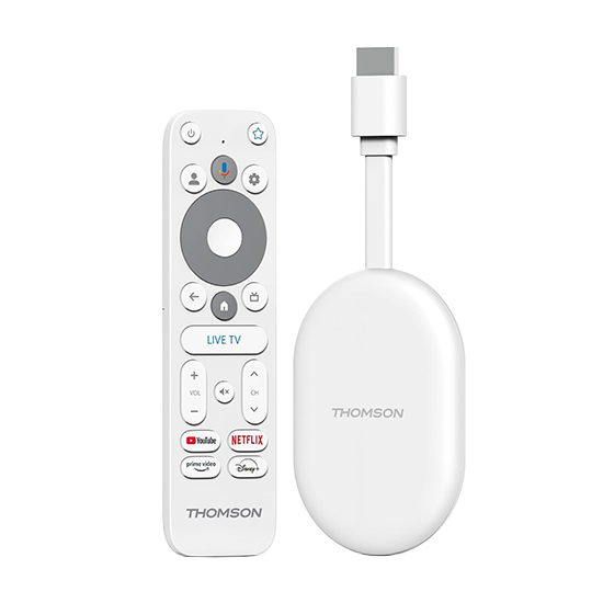 Thomson Streaming Dongle Google TV Go 150 Cast 4K - White