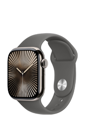 Apple Watch Series 10 GPS + Cellular Natural Titanium, Stone Grey Sport Band M/L, MWXE3QF/A, 42mm