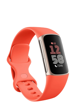 FitBit Charge 6 Coral / Aluminium Champagne Gold, Fitness Tracker mit Armband, GA05184-EU