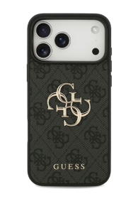 GUESS Hard Cover 4G Big Metal Logo Grey, fr Apple iPhone 17 Pro Max, GUHCP17X4GMGGR