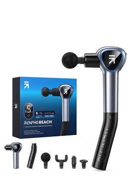 Renpho Reach Mini Massage Gun - Massagepistole mit Verlngerungs Griff Grey
