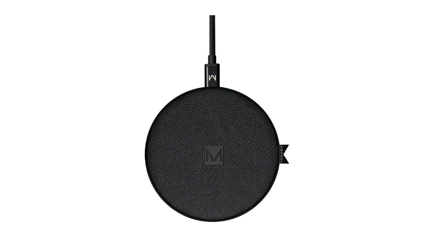 15W QI Wireless Charger-Raven Black Leather