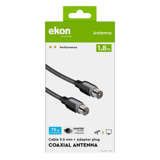 Cable coaxial Antenna 9,5 mm male - female, length  E