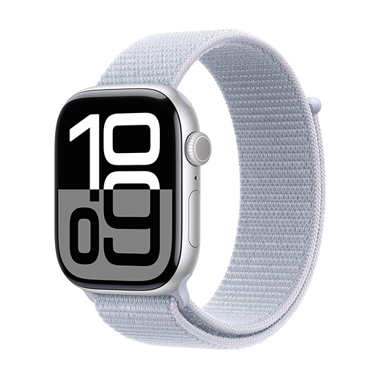 Watch Apple Watch Series 10 GPS + Cellular 42mm Silver Aluminum Case with Sport Loop - Blue Cloud