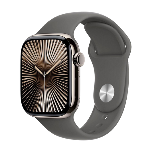 Watch Apple Watch Series 10 GPS + Cellular 42mm Natural Titanium Case with Sport Band S/M - Stone Grey
