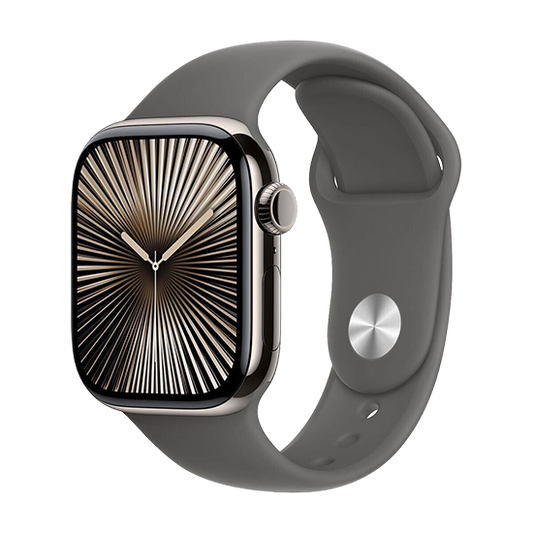 Watch Apple Watch Series 10 GPS + Cellular 46mm Natural Titanium Case with Sport Band M/L - Stone Grey