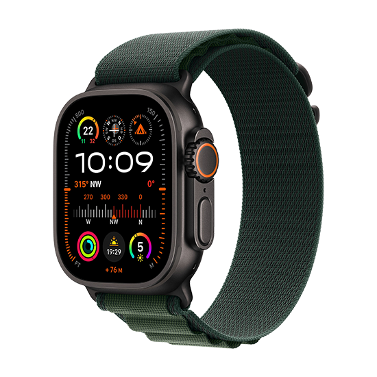 Watch Apple Watch Ultra 2 (2024) LTE 49mm Black Titanium Case with Alpine Loop M - Dark Green