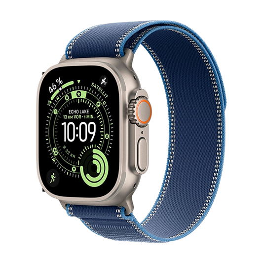 Watch Apple Watch Ultra 3 (2025) 5G 49mm Natural Titanium Case with Trail Loop S/M - Blue/Bright Blue