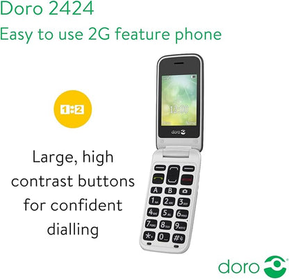 Doro 2424 GRAPHITE/WHITE Flip Phone