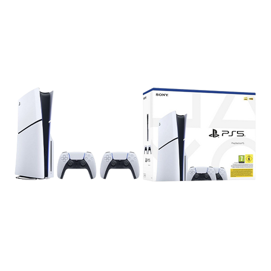 Sony PlayStation 5 Slim Disc Edition 1TB  with 2 Dualsense Controller - White