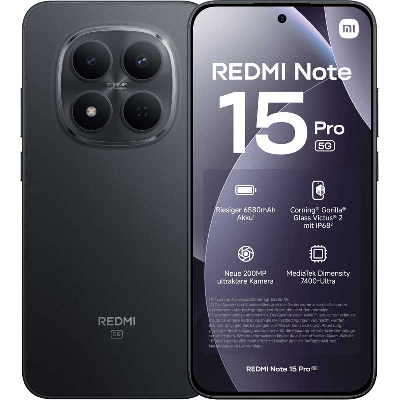 Xiaomi Redmi Note 15 Pro 5G 8GB RAM 512GB Midnight Black EU