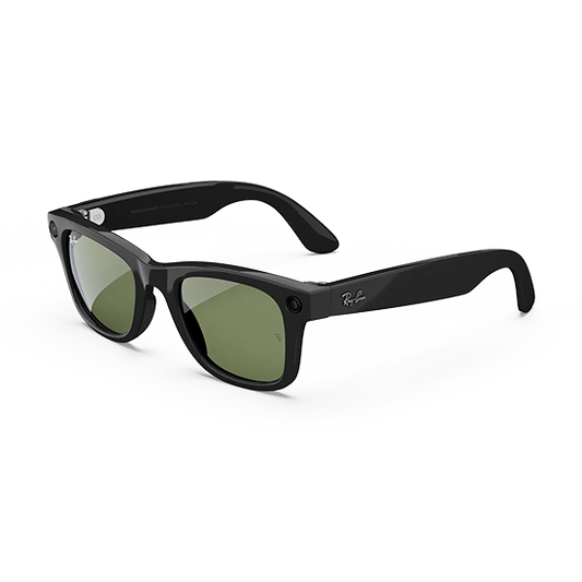 Ray-Ban Meta Wayfarer Gen1 AI Glasses - Matte Black/Clear to Graphite Green
