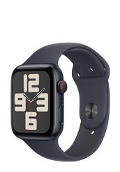 Apple Watch SE GPS + Cellular Midnight Aluminium, Midnight Sport Band M/L, MXGM3QF/A, 44mm