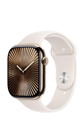 Apple Watch Series 10 GPS + Cellular Gold Titanium, Starlight Sport Band M/L, MWYY3QF/A, 46mm