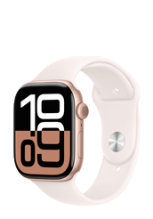 Apple Watch Series 10 GPS Rose Gold Aluminium, Light Blush Sport Band M/L, MWWU3QF/A, 46mm