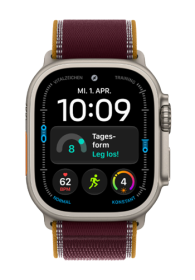 Apple Watch Ultra 4 GPS + Cellular Black Titanium, Burgundy Trail Loop, M/L, 49mm