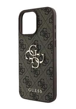 GUESS Hard Cover 4G Big Metal Logo Brown, fr Apple iPhone 16 Pro Max, GUHCP16X4GMGBR