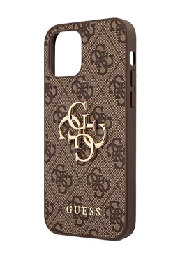 GUESS Hard Cover 4G Big Metal Logo Brown, fr Apple iPhone 12 / 12 Pro, GUHCP12M4GMGBR