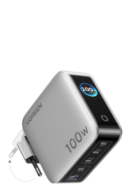 UGREEN 100W GaN Tech Nexode Pro Fast Wall Charger with Smart Display & Touch Control Grey, 5-in-1, 1x USB-A & 4x USB-C
