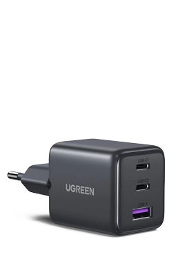 UGREEN 30W 3-Port GaN II Fast Wall Charger, USB-A  & 2 x USB-C Black